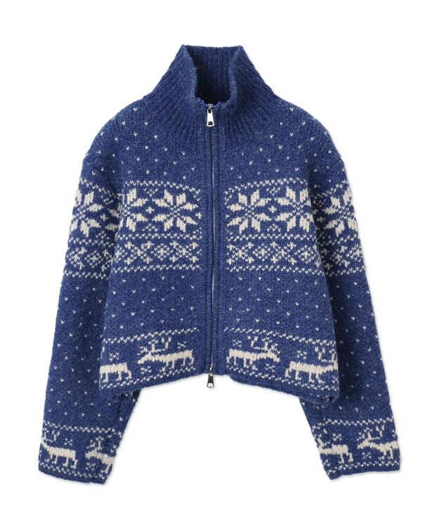 WEGO 雪柄ZIPニット ブルー