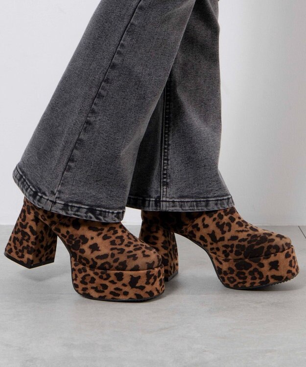 WEGO ストーム付きワイドヒールショートブーツ 柄1