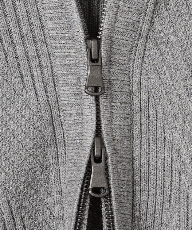 JOSEPH HOMME  新柄【洗える】シルクバルキー　　ハイネックジップアップニット ライトグレー系