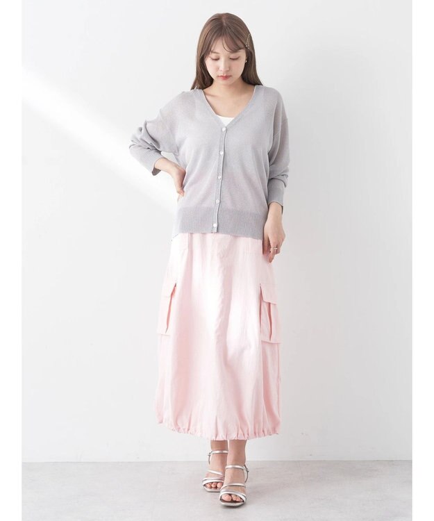 earth music&ecology ラメ入りニットカーディガン Light Gray