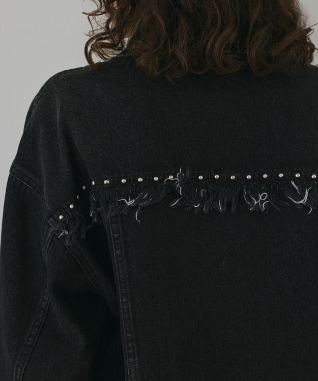 GRACE CONTINENTAL フリンジスタッズデニムジャケット ブラック