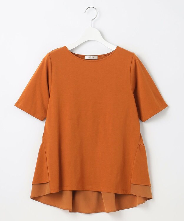 Feroux 【UVケア】バックペプラムチュニック Tシャツ オレンジ系