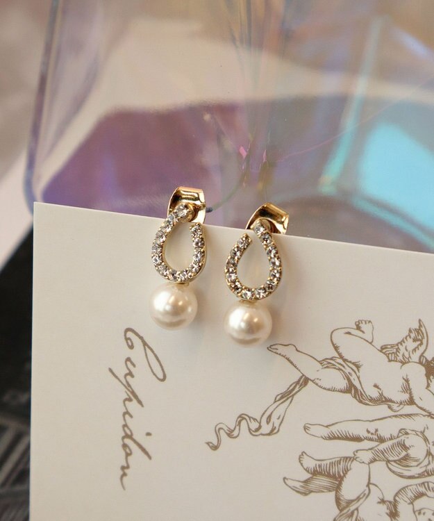 Tiaclasse 【金属アレルギー対応】ドロップ＋パールピアス ゴールド
