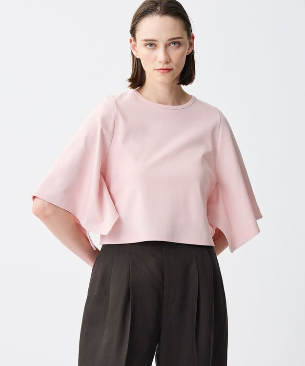 uncrave ダブルフェイスジャージー ハンカチスリーブトップス ピンク