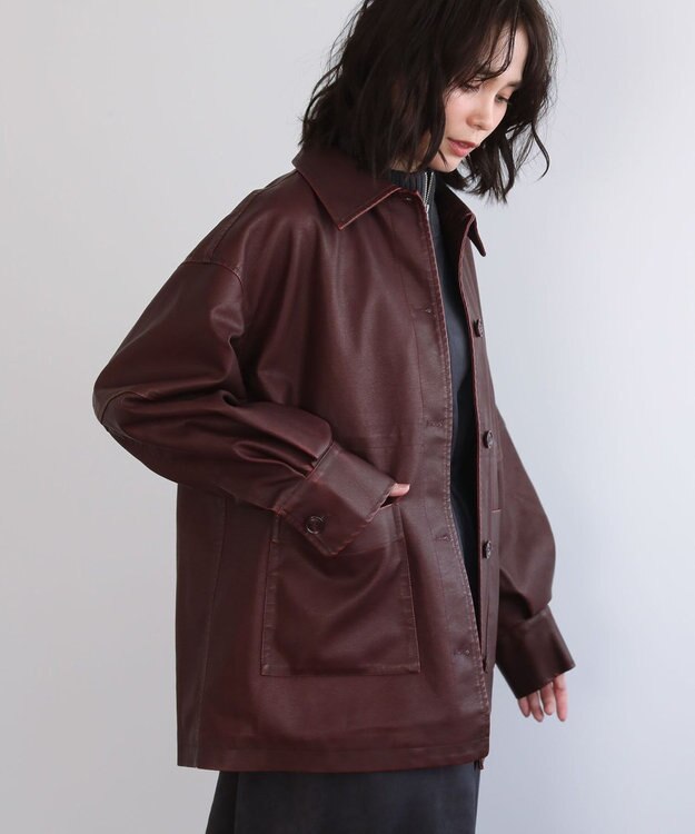 Green Parks ・ＥＬＥＮＣＡＲＥ　ＤＵＥ　フェイクレザーカバーオール Bordeaux