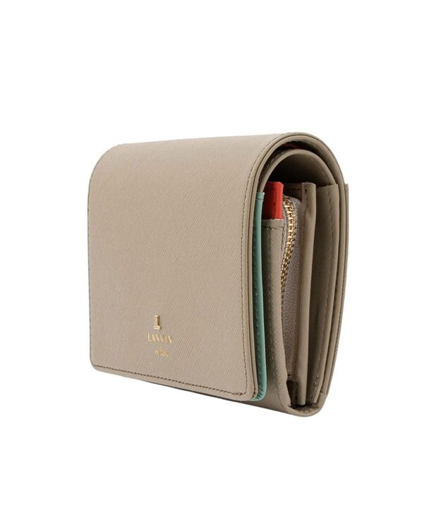 LANVIN en Bleu リュクサンブールカラー 二つ折り被せ財布 グレージュ