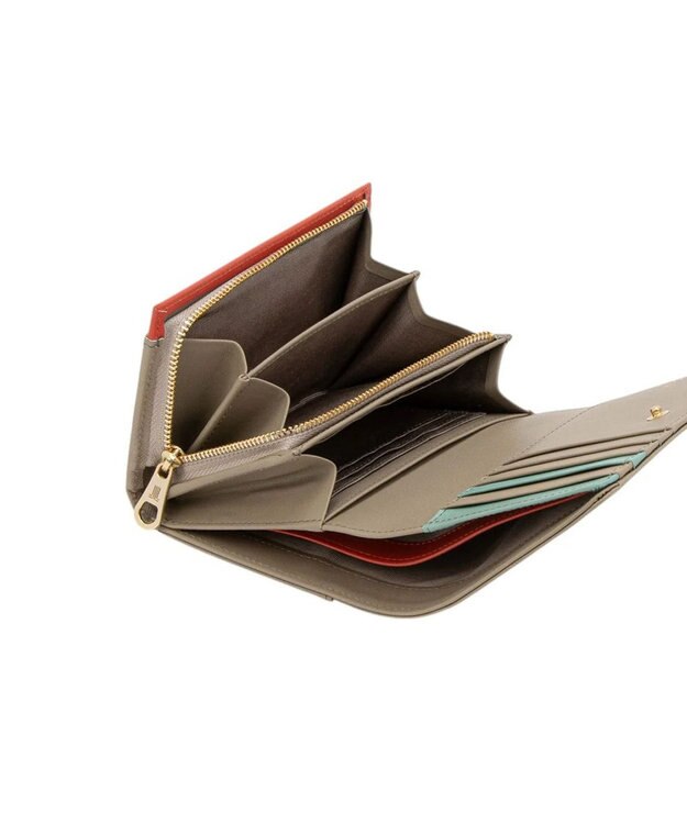 LANVIN en Bleu リュクサンブールカラー 二つ折り被せ財布 グレージュ