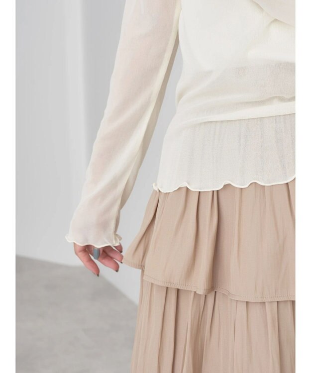 earth music&ecology シアーハイネックメロープルオーバー Ivory