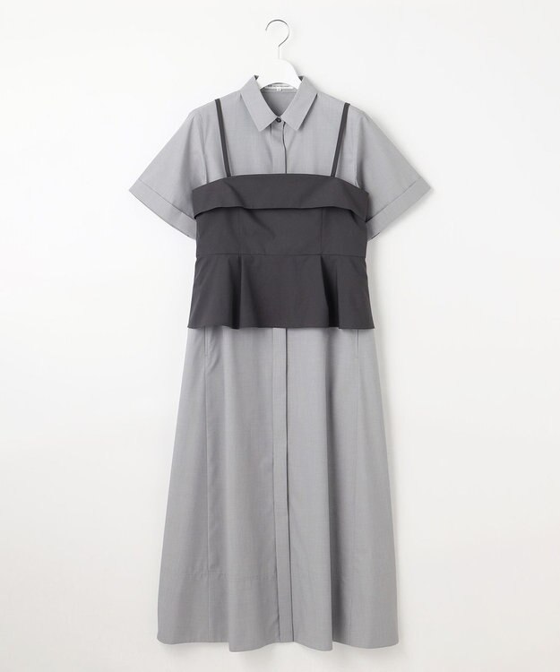 23区 S 【CLASSY.コラボ】ビスチェコンビ シャツワンピース ライトグレー×スレート