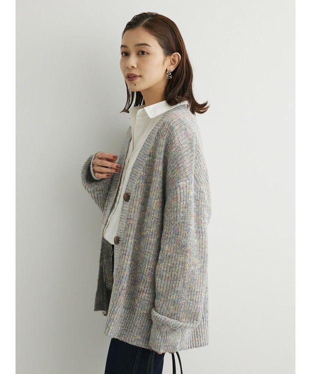 Green Parks Ｍｉｘカラーニットゆるカーディガン White