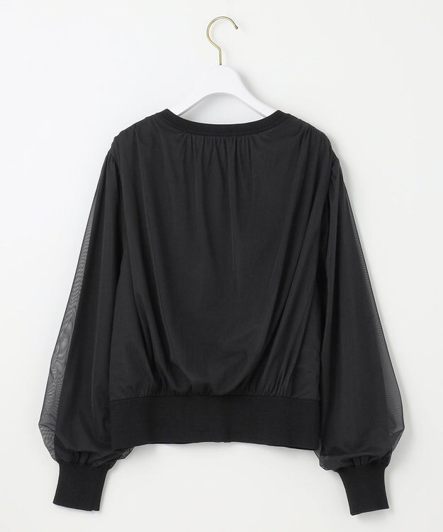 ANY SIS 【洗える】チュールレイヤードニット ブルゾン ブラック