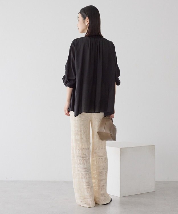 AMERICAN HOLIC スキッパーギャザーブラウス Black