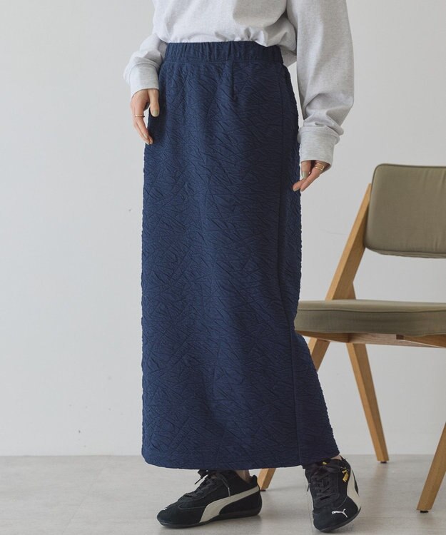 AMERICAN HOLIC フクレジャガードタイトスカート Dark Navy