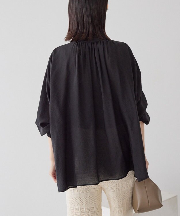 AMERICAN HOLIC スキッパーギャザーブラウス Black