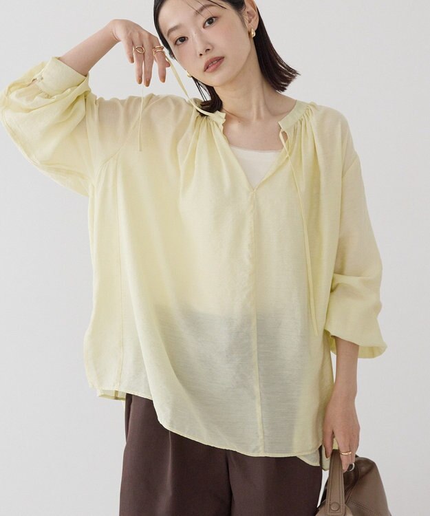 AMERICAN HOLIC スキッパーギャザーブラウス Yellow