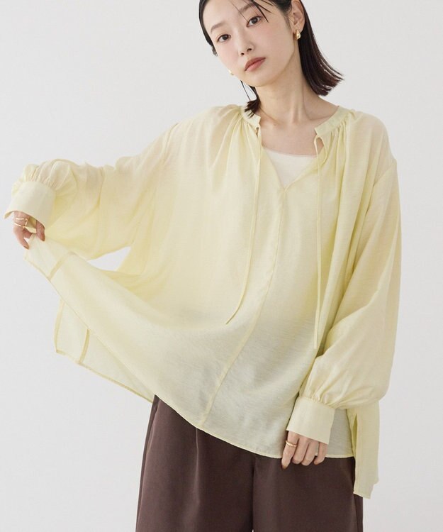 AMERICAN HOLIC スキッパーギャザーブラウス Yellow