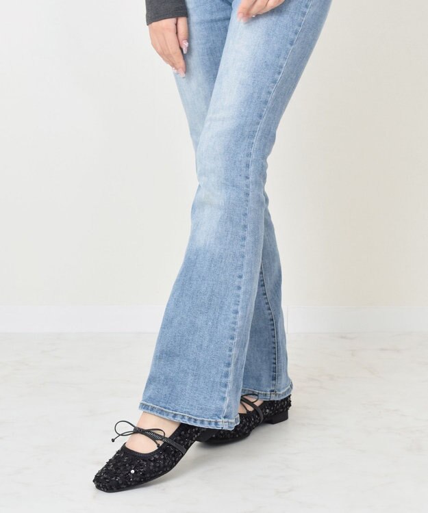 Bridget Birkin 【Bridget Birkin】ツイードスパンコールリボンパンプス ブラック雑材