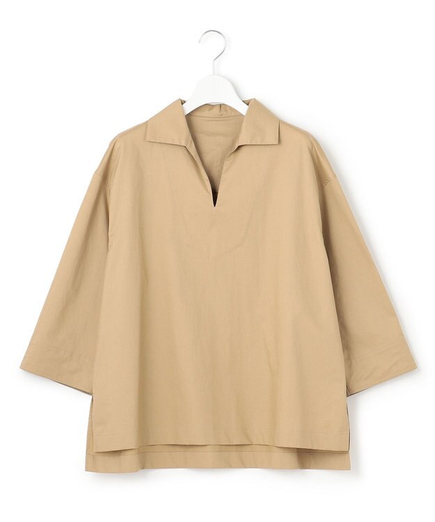 23区 【洗える】コンパクトコットンツイル スキッパー シャツ ベージュ系