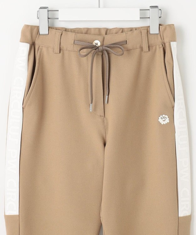 PW CIRCULUS 【WOMEN】【洗える/帯電防止/ストレッチ】ロゴ サイドライン パンツ ベージュ系