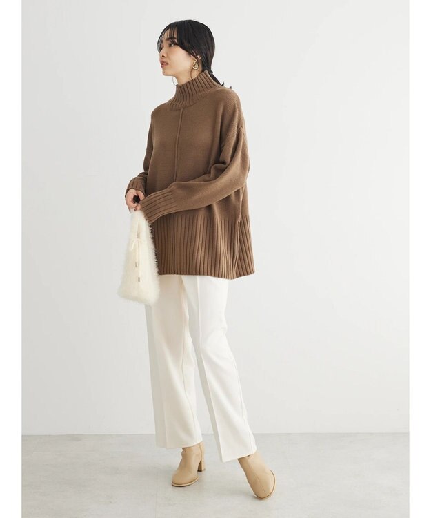 Green Parks 洗える　バックスリットニットプルオーバー Brown