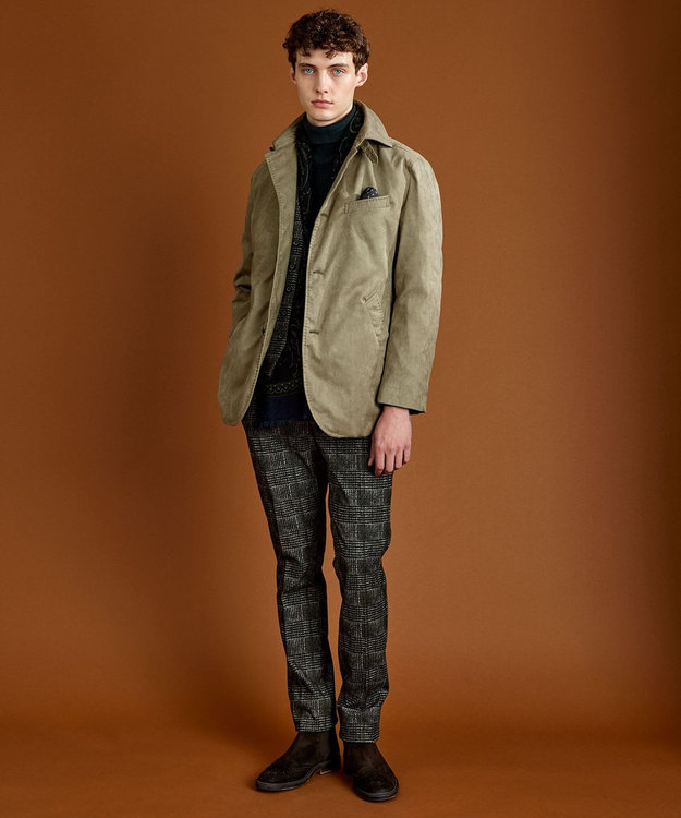 JOSEPH ABBOUD 【ストレッチ/ダウンライナー付JAPAN素材】 2WAYスウェードダウン ブルゾン モスグリーン系