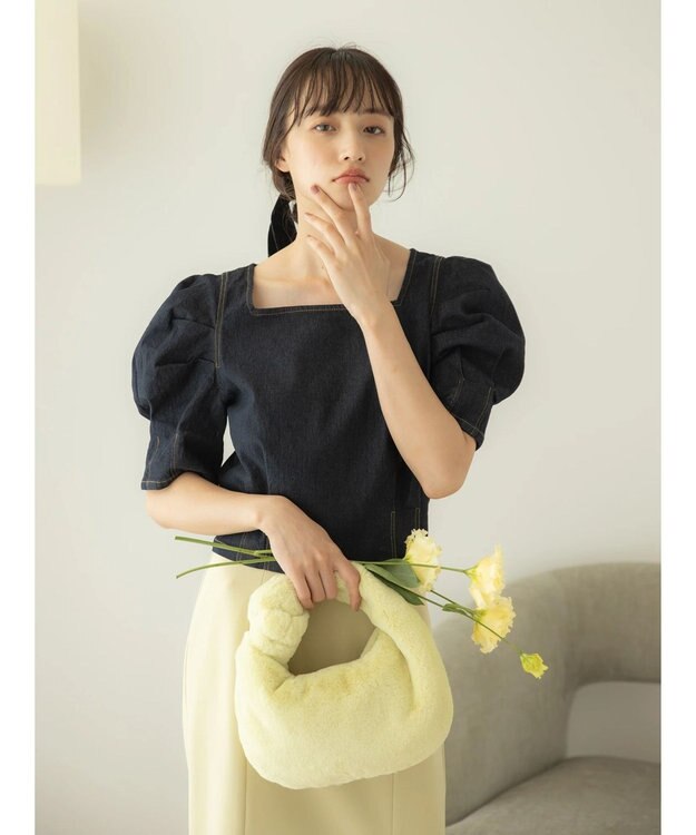 earth music&ecology パワショルスクエアネックプルオーバー Dark Indigo