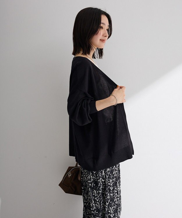 Green Parks ＶネックＺＩＰカーディガン Black