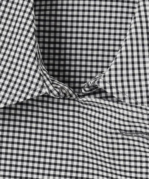 J.PRESS LADIES S 【洗える】Lightストレッチギンガム ダブル トレンチコート ブラック×ライトグレーギンガム系