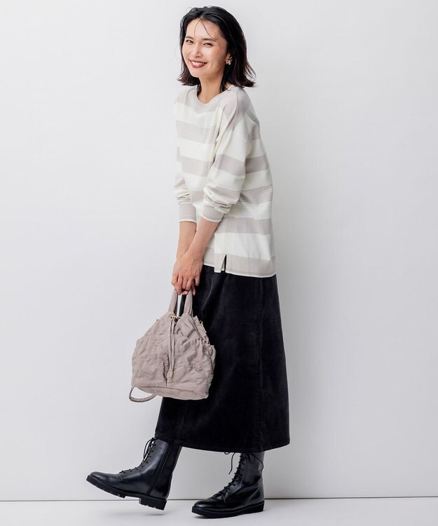 23区 S 【洗える】23区DENIM ベルベットストレッチ Aライン スカート スレート