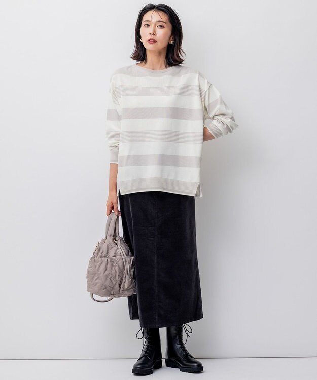 23区 【洗える】23区DENIM ベルベットストレッチ Aライン スカート スレート