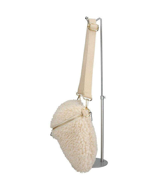 INTER-CHAUSSURES 【ANDREA CARDONE】レザーストラップボアショルダーバッグ アイボリー雑材