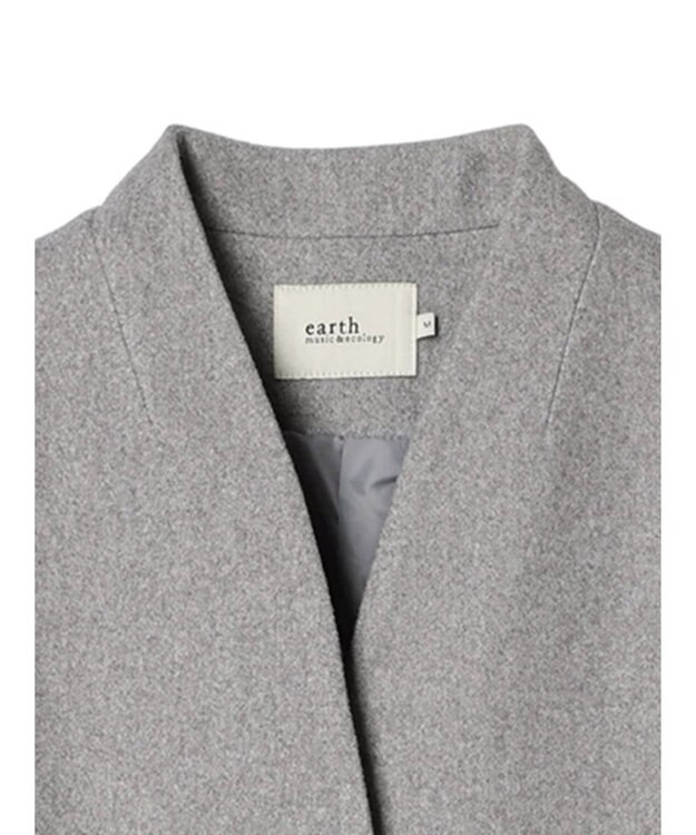 earth music&ecology Ｖネックノーカラーコート Gray Mixture