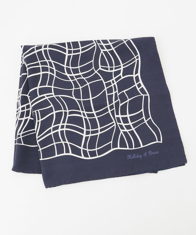 JOSEPH ABBOUD 【イタリア製】ジオメトリックパターンチーフ ネイビー系6