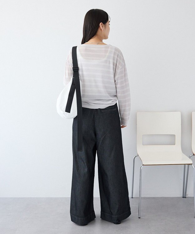 CRAFT STANDARD BOUTIQUE シアーボーダーヘンリーネックロンT Light Gray