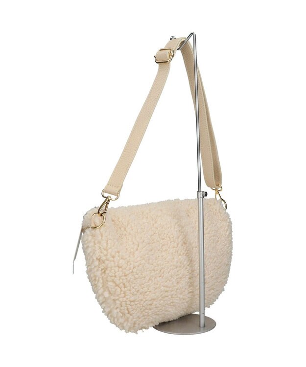 INTER-CHAUSSURES 【ANDREA CARDONE】レザーストラップボアショルダーバッグ アイボリー雑材