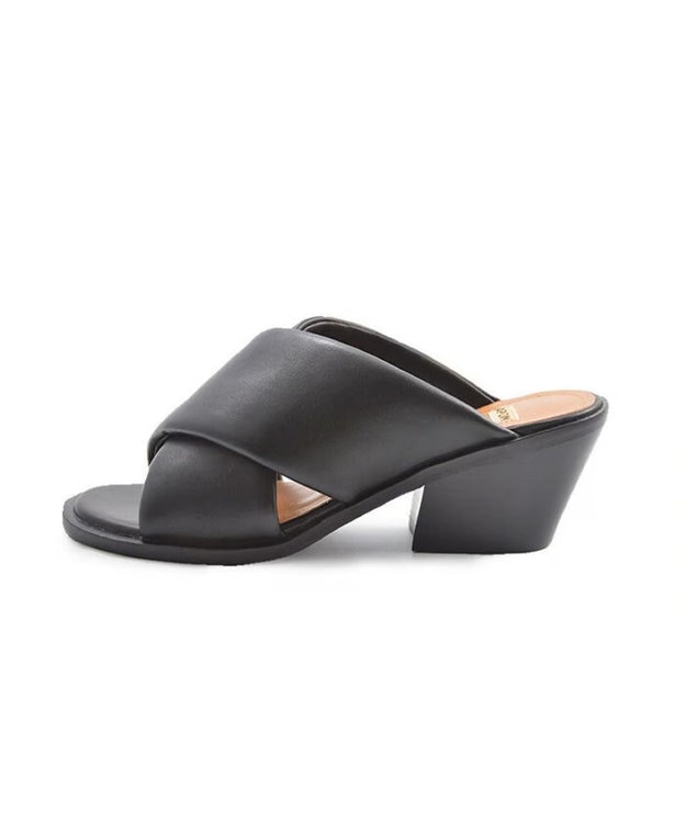 APOM パテッドストラップチャンキーヒールミュール60 ブラック