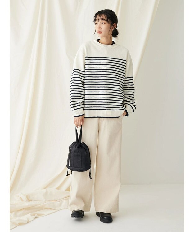 CRAFT STANDARD BOUTIQUE 洗えるモールニットボーダープルオーバー Ivory