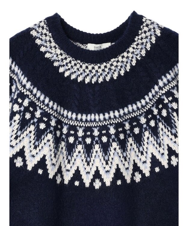 earth music&ecology オーロララメノルディックチュニック Navy