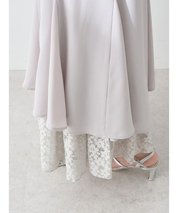 earth music&ecology レースヘムスカート Gray Beige