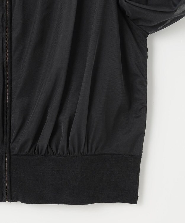 ANY SIS 【洗える】チュールレイヤードニット ブルゾン ブラック