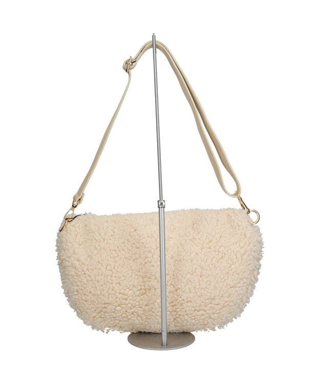 INTER-CHAUSSURES 【ANDREA CARDONE】レザーストラップボアショルダーバッグ アイボリー雑材