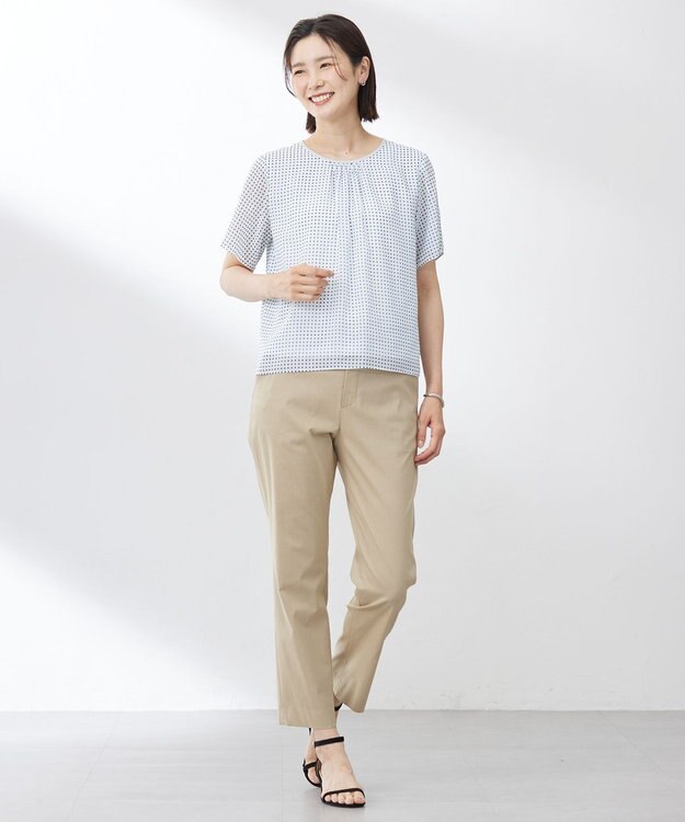 J.PRESS LADIES S 【洗える】スクエアープリント カットソー ブルー系