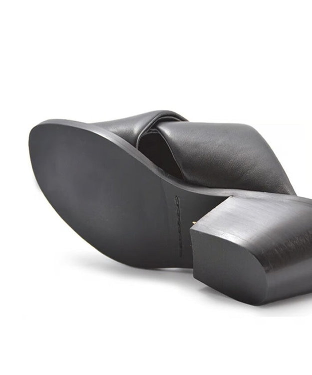 APOM パテッドストラップチャンキーヒールミュール60 ブラック