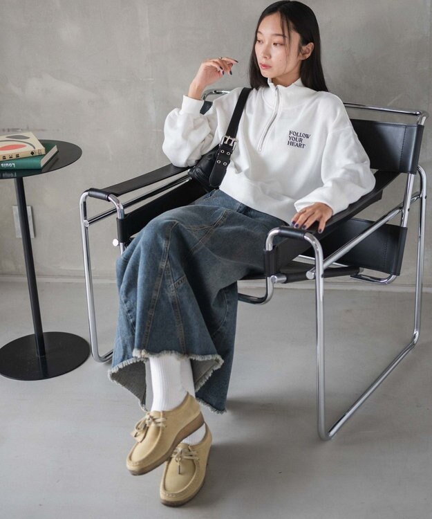 WEGO ハーフジップショートスウェット ホワイトその他