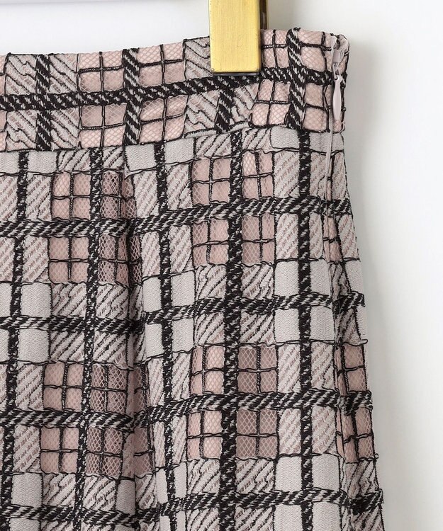 ANY SIS 【洗える】フラワーレースチェックパネル スカート アイボリー系