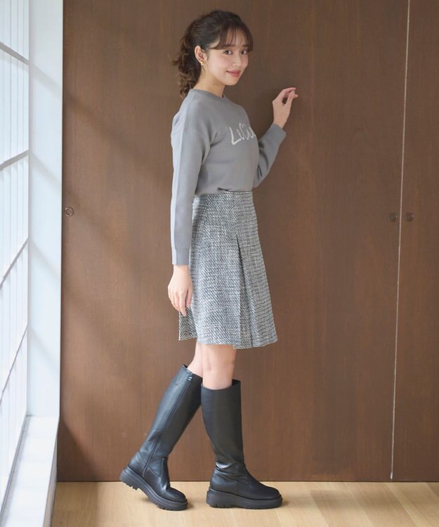 Feroux 【洗える】レタードロゴ プルオーバーニット グレー系