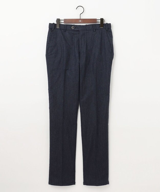 JOSEPH ABBOUD 【ウエストも伸びる！/暖か起毛裏地付/2WAYストレッチ/ オーガニック】オーガニックコットン ウオーム パンツ ネイビー系