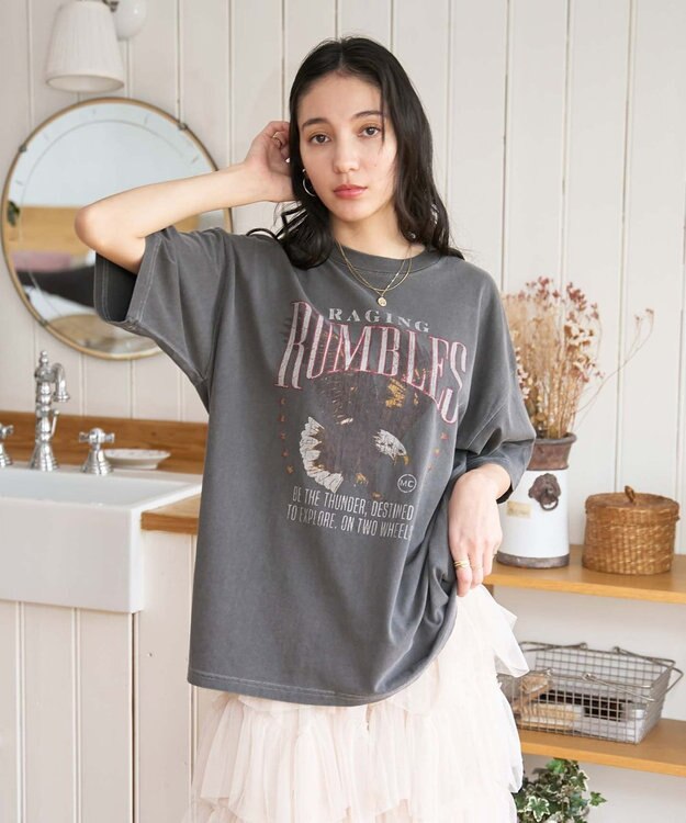 WEGO 【新色追加/ユニセックス着用アイテム/手洗い可/SMLサイズ展開】ピグメントグラフィックT（S） 柄1