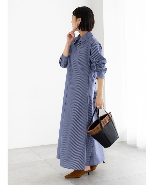 Te chichi サイドホックフロントジップワンピース ブルー