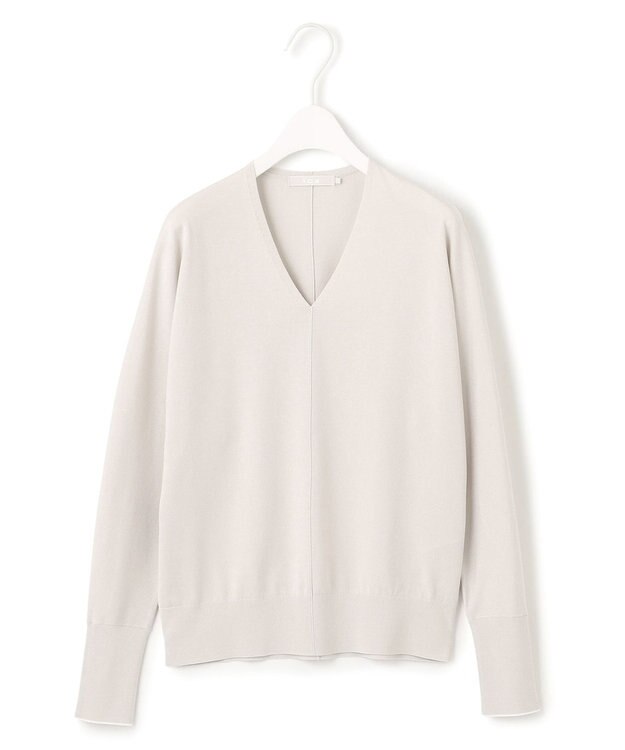 ICB L 【洗える】シンセティックハイゲージ Vネックニット トープ系